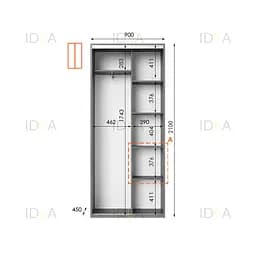 Шафа-купе Idea серія 10 90 x 45 x 210 см Венге темний Дзеркало - мініатюра 2