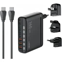 Розгалужувач зарядний пристрій LDNIO A6140C 140W LED display GAN