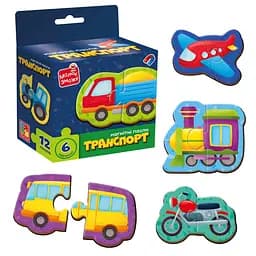 Дитячі магнітні пазли "Транспорт" Vladi Toys VT1733-02, 6 картинок - мініатюра 2