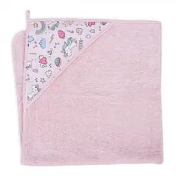 Рушник з куточком Ceba Baby Printed Line Unicorn, 100х100 см, рожевий (8971284)