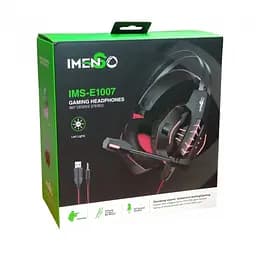 Ігрові дротові навушники IMENSO IMS-E1007 RGB USB+3.5 Червоні - мініатюра 4