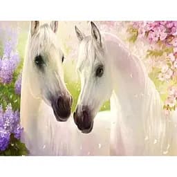 Алмазна мозаїка зі стразами на підрамнику Love 50*40, c принт. рамою Коні