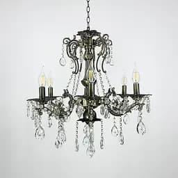 Підвісна кришталева люстра Crystal Life у бронзовому корпусі на 6 ламп Line.F 11549/6