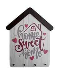 Дерев'яна Ключниця на стіну Home sweet home 23x18 см.