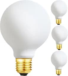 Светодиодная лампа Leools G25/G80 Dimmable Flick-Free Matt 6W Матовое стекло CRI95 Теплый белый 600LM, 60W Эквивалент Винтажная