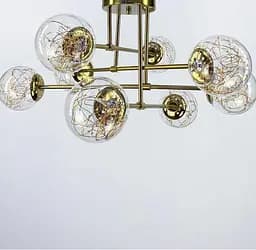 Латунна LED люстра на 8 прозорих плафонів із вбудованими світлодіодами Line.F K 26/8 AB