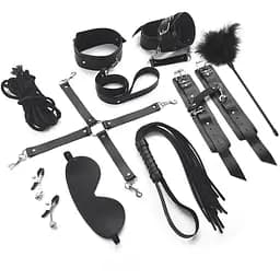 Набор Art of Sex - BDSM Set Leather, 10 предметов, натуральная кожа, Черный
