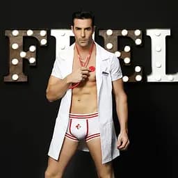 Мужской эротический костюм доктора JSY Заботливый Генри One Size White