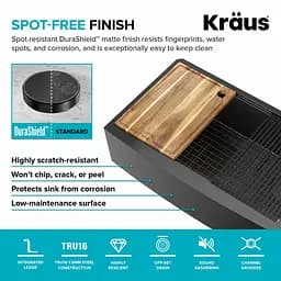 Кухонна мийка Kraus Kore KWF210-33/PGM, Графит - мініатюра 7