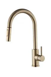 Смеситель для кухни VBI Flusso с выдвижным изливом brushed gold VBI-055000BG Золотой