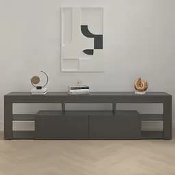 Тумба під телевізор Flamecame з 5 полицями та 2 нішами з ДСП K-200 Антрацит