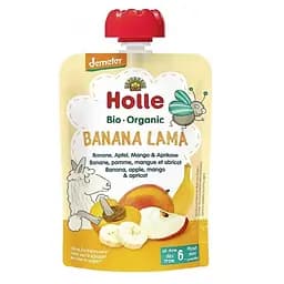 Пюре Holle Banana-Lama, с бананом, яблоком, манго и абрикосом, 100 г