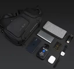 Однолямковий рюкзак через плече Bange BG-7565 7л Сумка-слінг з USB-роз'ємом Black (19369) - мініатюра 5