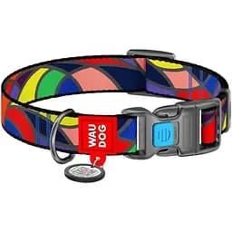 Нашийник для собак Waudog Nylon Вітраж, з QR-паспортом, пластиковый фастекс, XL, 35-58х2,5 см