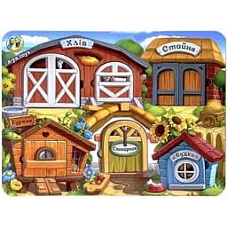 Деревянный пазл-вкладыш Ферма Ubumblebees (ПСД174) PSD174 трехслойный