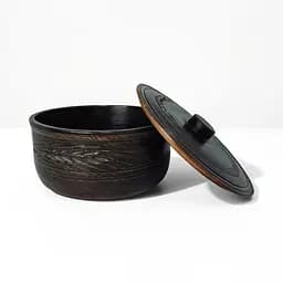 Супник с крышкой из красной глины 1.8 л Колосок молоченная керамика Украинская глиняная посуда