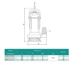 Дренажно-фекальний насос SHIMGE WQ(D)6-12-0.55L3(F), Hmax=15 м, Qmax=250 л/хв - мініатюра 5