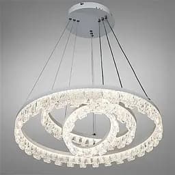 Стильная подвесная LED-люстра для зала Diasha MD78201/600+400+200WH, біла, 105W, Ø60 см, 3 кільця