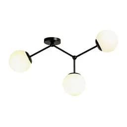 Люстра стельова Levistella 7529820-3 BK+WH, 3 плафона, E27, чорний метал, біле скло, для вітальні - мініатюра 2