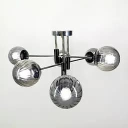 Потолочная люстра в хромированном корпусе на 6 графитовых плафонов Ø 70 см | Ст. 51797/6 CH+BK+GR | Line F