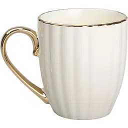 Чашка керамическая Liling Rongxiang Ceramic 420 мл с золотой ручкой бежевая RX-N240629BE