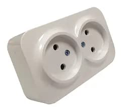 Розетка подвійна без заземлення керамічна накладна керамічна біла 10А Lumano MODA