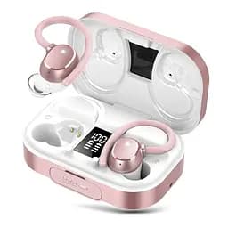 Бездротові спортивні водонепроникні навушники TWS Q25 з індикатором заряду і павербанком Рожевий