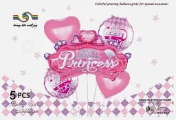 Набір фольгованих кульок "Happy Birthday Princess" 5 шт святкові декорації - мініатюра 2