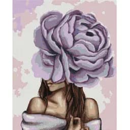Алмазная мозаика Brushme Дама с фиолетовым пионом DBS1070 40х50 см