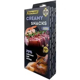 Ласощі для котів Lucky Star Пюре з м'якоті тунця та креветки 60 г (6 шт. по 10 г)