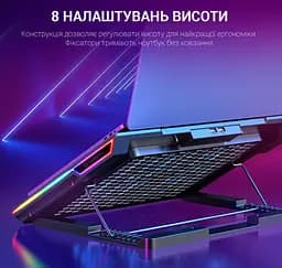 Охолоджувальна підставка для ноутбука до 18 дюймів GamePro GPCP-890 RGB 2xUSB 6xfans - мініатюра 9