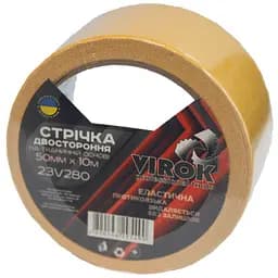 Двостороння клейка стрічка Virok на тканинній основі 50мм х 10м біла (23V280)