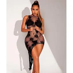 Елегантна сукня-максі з бічними розрізами довга та відверта XS/S/M Чорний K000878