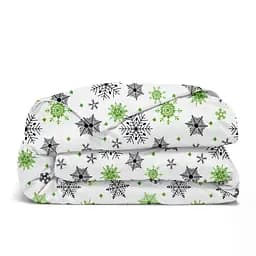 Дитяча постільна білизна в ліжечко SNOWFLAKES CS5, зелений (SnowflakesGreenGreyWhite_White_140) - мініатюра 4