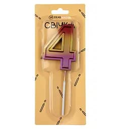 Свічка-цифра 4 райдужна металік 7 см