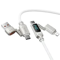 Дата кабель Hoco U152 Fortune 4in1 Type-C to Lightning/Type-C to USB 240W (1.2m) Light Gray - мініатюра 5