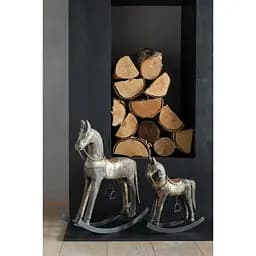 Статуетка кінь-гойдалка J-line з дерева ручна робота 34 см коричнева (45916) - мініатюра 2