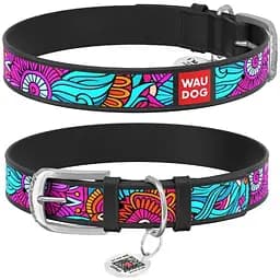 Нашийник для собак Waudog Design шкіряний з QR паспортом, малюнок Літо, XS, Ш 12 мм, Дов 21-29 см