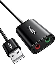 Звуковая карта Ugreen CM383 USB 2.0 to Jack 3.5mm Grey (80864)