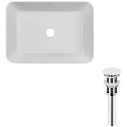 Комплект Qtap Virgo: Раковина накладная прямоугольная 490х350х110 мм White + Донный клапан PU02 (QT18112261WN47305)