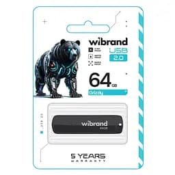 USB флеш накопичувач Wibrand 64GB Grizzly Black USB 2.0 (WI2.0/GR64P3B) - мініатюра 2
