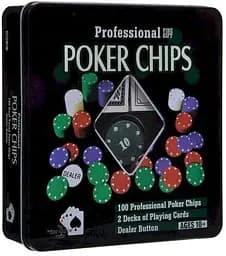 Настольная игра International Toys Trading LTD Покерный набор 100 фишек с номиналом (жестяная коробка) (IG-2033)