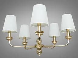 Впечатляющая, богатая современная люстра с абажурами на 5 ламп Е14, золото