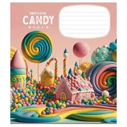 Тетрадь ученическая Школярик Candy world 012-3266C-4 в косую линию 12 листов