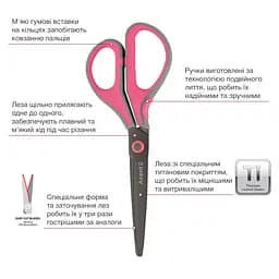 Ножиці Axent Titanium Lite 19 см сіро-розові (6406-02-A) - мініатюра 2
