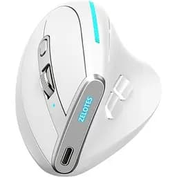 Вертикальна миша бездротова Zelotes F-36 з акумулятором та RGB підсвічуванням 2,4G+Bluetooth White