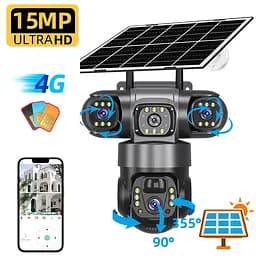 Вулична 4G камера VTS28-G 15Мп  з 3 лінзами  сонячна панель зарядки акумулятор 8000мАг  PIR сенсор руху