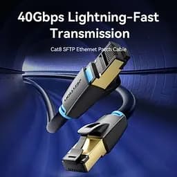 Патч-корд 5м, S/FTP cat 8 RJ-45 black Vention (IKABJ) - мініатюра 2