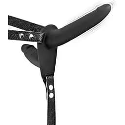 Подвійний страпон з вібрацією Fetish Tentation Vibrating Strap-On With Double Dildo Black