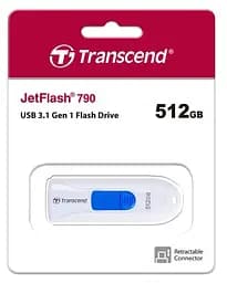 USB флеш накопичувач Transcend 512GB JetFlash 790 White USB 3.1 (TS512GJF790W) - мініатюра 3